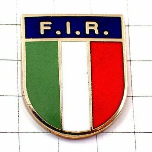 ピンバッジ・ラグビー紋章イタリア国旗色 FEDERAZIONE-ITALIANA-RUGBY◆フランス限定ピンズ◆レアなヴィンテージものピンバッチ