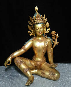 明代　鍍金　古銅度母仏像