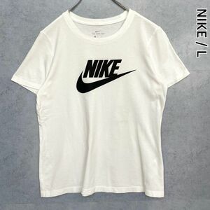 NIKE　ナイキ　レディース　ビッグロゴ　プリント　半袖Tシャツ　ホワイト　レディース　Ｌサイズ