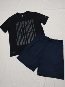 NIKE ナイキ Tシャツ BQ5350 ブラック ハーフパンツ 742518 ネイビー 美品 上下 2点セット size L