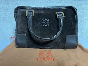 4272 LOEWE ロエベ ハンドバッグ ミニボストンバッグ ブラック トートバッグ スエード レザー ブラウン 