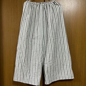 ☆送料込◆ハンドメイド　播州織　コットン　ダブルガーゼ　ペチパンツ◆重ね着用　グレー系　ストライプ