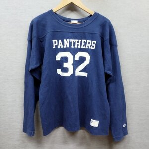 L587 Champion チャンピオン 長袖 フットボール Tシャツ M ネイビー ナンバリング ランタグ 復刻 PANTHERS アメカジ スポーツ 古着