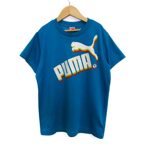 プーマ 半袖Ｔシャツ トップス ロゴT メッシュ スポーツウエア キッズ 男の子用 150サイズ 青×白 PUMA