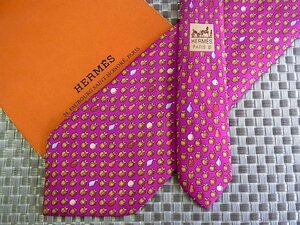 ♪35523C♪良品【リンゴ パイナップル 洋ナシ 果物 フルーツ 柄】エルメス【HERMES】ネクタイ