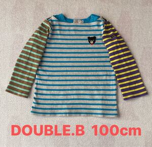 ミキハウスDOUBLE ボーダー長袖Tシャツ　100cm カラフル　おまとめ発送可能