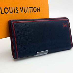 LOUIS VUITTON 廃盤品最高級美品超希少タイガ ブルーマリーヌポルトフォイユ ブラザ 長財布 二つ折り財布ルイヴィトン 長財布