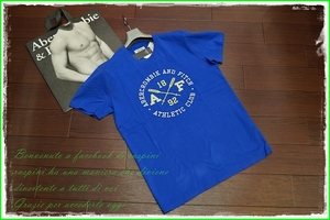 ★☆新品★Abercrombie & Fitch 刺繍ロゴ 半袖 Tシャツ/XS/青/メンズ アバクロンビー&フィッチ アバクロ A&F ☆★