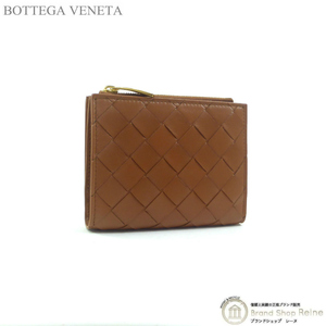 ボッテガ ヴェネタ （BOTTEGA VENETA） イントレチャート スモール 二つ折り ファスナーウォレット 財布 742330 ウッド（新品）