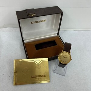 Q402-O46-759 LONGINES ロンジン 手巻き ゴールド文字盤 2針 ラウンド メンズ 腕時計 保証書/箱付き 稼動 ⑩