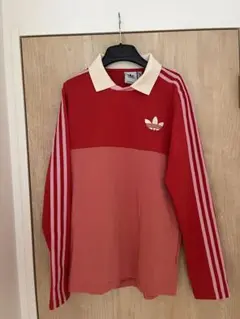 adidas 赤 ラガーシャツ XLサイズ