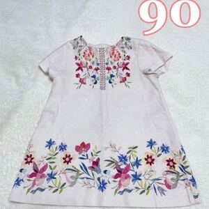 90 ZARA baby girl ザラ　ワンピース　花柄　ザラベビー　ワンピ