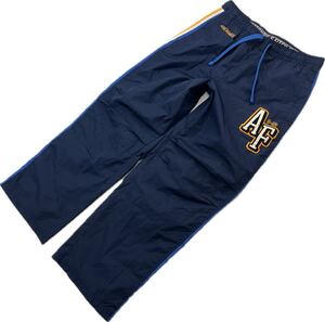 Abercrombie&Fitch ☆ アバクロンビー＆フィッチ ロゴ パッチ ナイロンパンツ ウィンドパンツ ネイビー S アメカジ ストリート■Ja7924