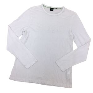 D566-40 HUGO BOSS ヒューゴボス 長袖 ロンT Tシャツ トップス プルオーバー カットソー 綿100% ホワイト系 メンズ M