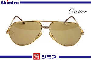 1円【Cartier】美品 カルティエ サントス ティアドロップ ゴールド×ブラウン サングラス アクセサリー ◆質屋