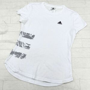 1465◎ adidas アディダス トップス カットソー tシャツ 半袖 クルーネック ワンポイント ロゴ プリント ホワイト レディース0T