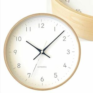 KATOMOKU plywood clock 22 ライトブラック 掛け時計 連続秒針 km-121BKRC φ252mm (電波