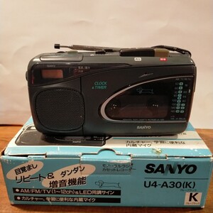 SANYO　モノーラルラジオカセットレコーダー　U4-A30(K)　ブルーブラック