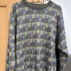 90S vintage 総柄ニット 古着　ニット