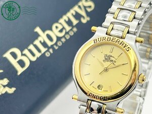 2406601064　◇ BURBERRYS バーバリー ゴールド デイト 3針 ラウンドフェイス 箱付き レディース クォーツ QUARTZ QZ 腕時計 中古