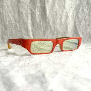 デッドストック フランス 80-90s ヴィンテージ ミラーレンズ サングラス 肉厚セルフレーム 眼鏡 赤 ウェリントン