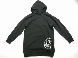 キッズ12A(大人女性M相当)■新品 本物■モンクレールABITOオーバーサイズド ロング スウェットパーカー/MONCLER/999ブラック黒/レディース