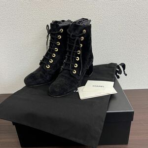 【OK34】比較的美品★CANEL/シャネル スウェードブーツ　G35174　SIZE:37　ブラック