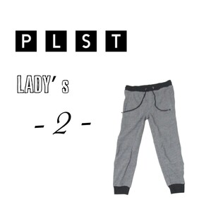 レディース2◇PLST◇ポケットzipありスゥエットジョガークロップドパンツ　gray