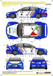 SKデカール SK24145 1/24 BMW 320i E46 世界ツーリングカー選手権 ドイツ 2005 BMW チーム イタリア-スペイン #4