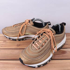 z6169 ナイキ エアマックス97 US7.5 25.5cm/金 ゴールド キャメル NIKE AIR MAX 97 メンズ スニーカー 中古