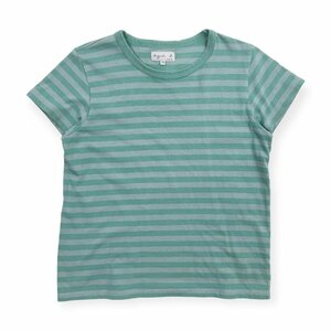 agnes b. アニエスベー ボーダー 半袖 Tシャツ カットソー サイズ T3/グリーン系 日本製