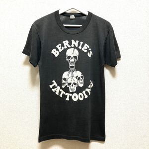 ビンテージ Tシャツ タトゥーショップ スカル 死神 ブラック 半袖Tシャツ プリントTシャツ