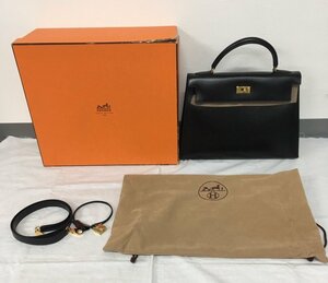 【美品】 HERMES ヘルメス ケリー ハンドバッグ SB23 レディース ブラック 付属品有 箱付き 中古 RA-02