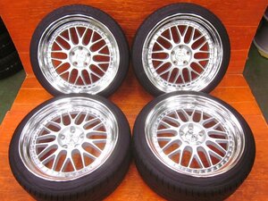 【M4】WORK MEISTER M1 3ピース 19インチ 8.5J +30/9.5J +43 PCD114.3 5H ATR SPORT/2 225/40R19 ＆ 255/35R19 中古4本セット マークX等