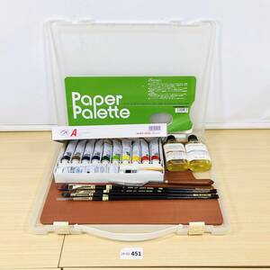 【現状品/24-06-451】 HOLBEIN ホルベイン 習作用油絵具 B911 Aセット ペーパーパレット 筆一式 オイル