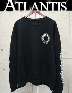 CHROME HEARTS 銀座店 フローラルクロス プリント クルーネック 裏起毛 スウェット 長袖 size:XXL 黒 【94800】