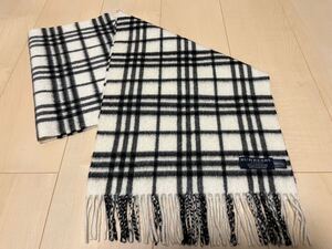 BURBERRY　バーバリー　マフラー　カシミア100%　ホワイト系　美品　送料無料!!