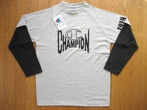 即決新品 Champion / チャンピオン レイヤード ロング Tシャツ グレイ&黒 サイズ選(M/3L)ロンT / 送料無料