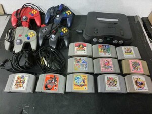 T【A7-15】【100サイズ】ニンテンドー64 本体セット/ソフト付/ゲーム機/通電可/ジャンク扱い/※傷・汚れ・ヤケ有