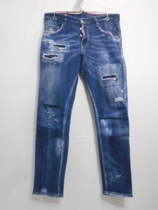 71 送80サ 0605$D06 DSQUARED2 ディースクエアード Skater Jean スケータージーンズ S74LB0959 イタリア製 インディゴ サイズ48 中古品