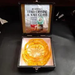 BOHEMIA LEAD CRYSTAL&KALI GLASS　ゴールド灰皿