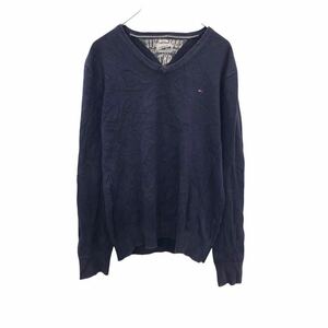 HILFIGER DENIM 長袖シャツTシャツ XLサイズ位 サイズ表記LARGE トミーヒルフィガー ネイビー 古着卸 アメリカ仕入 t2203-3501