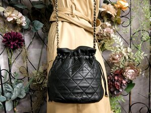 ●美品●CHANEL シャネル●ピコローレ●ココマーク●ラムスキン レザー 本革●巾着 チェーン ショルダー バッグ●黒●G金具●Js53222