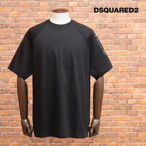 DSQUARED2/Lサイズ/イタリー製Tシャツ S78GD0062 ジャージー快適 袖 ロゴライン イブラヒモビッチ コラボ 半袖 新品/黒/ブラック/jd252/