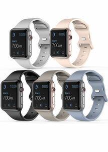 5本セットApple Watch交換バンド、アップルウォッチ バンドシリコン製スポーツバンド42/44/45/49mm 限定セール　男女兼用ファッション