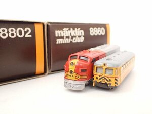 Markｌin メルクリン Zゲージ 鉄道模型 mini-club ミニクラブ 2両 8802 レールクリーニングカー/8860 サンタフェ鉄道 元箱付 □ 6FE0B-10