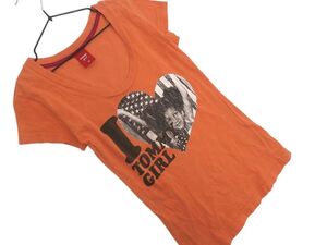 ネコポスOK tommy girl トミーガール プリント Tシャツ sizeXS/オレンジ ■◆ ☆ eeb0 レディース