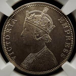 【1円スタート】1901B 英領インド MS62 ヴィクトリア ゴシック肖像 クラウン 1ルピー イギリス NGC 銀貨 シルバー アンティークコインINDIA