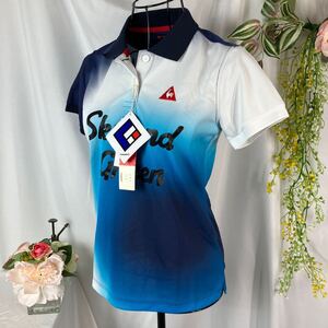 タグ付き 未使用 le coq sportif DESCENTE 半袖 ポロシャツ スポーツ メッシュ ブルー 青 M レディース ルコックスポルティフ デサント