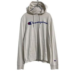 Champion 長袖 ロゴ Tシャツ パーカー M ホワイト チャンピオン ロンT ロングTシャツ ビッグロゴ 古着卸 アメリカ仕入 a609-6419